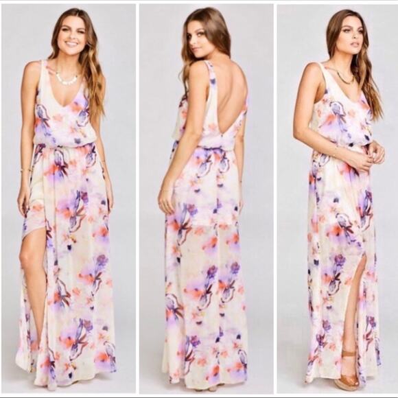 Show Me Your Mumu Kendall Floral Maxi Dress in Abers Babers Chiffon Colorful XS - Picture 1 of 9